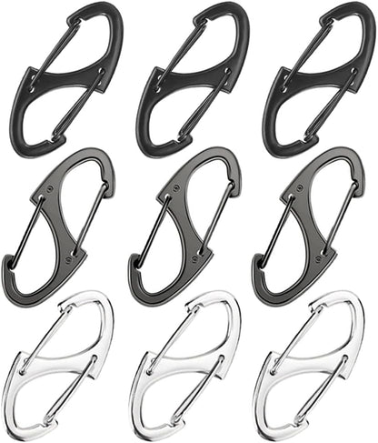 9Pcs Zipper Clip Theft Deterrent, Double Opening Lock Zipper Pull Replacement Clips, Small Carabiner Clips for Bag Luggage Pickpocket Backpack Purse Traveling Camping Suitcase