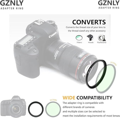 46mm to 49mm Step-up Adapter Rings Filter Adapter Black Metal Step Down Filter Ring Adapter Compatible with All Brand UV CPL ND Camera Lens Filter Stepping Rings (46mm-49mm)