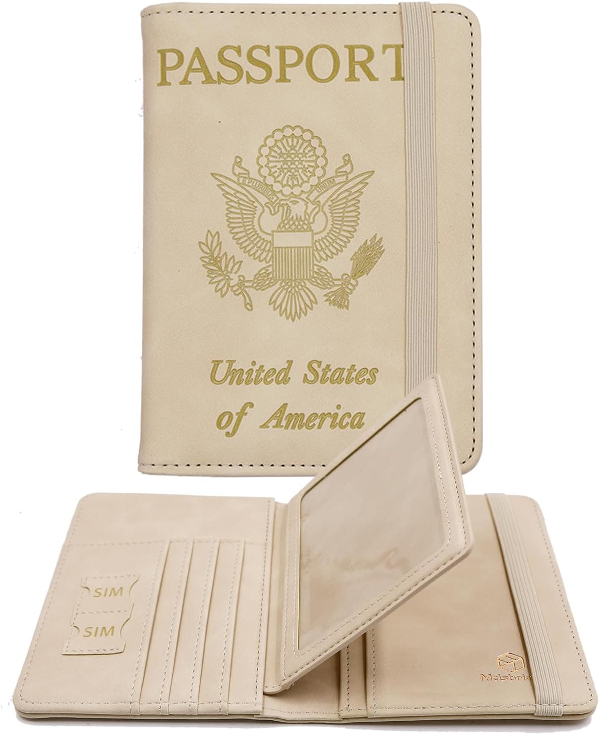 Melsbrinna Rfid Passport Holder for Travel women/Men, Cute Passport Wallet Rfid Blocking Card Slots, Rfid Passport Cover/CaseTravel Wallet, Passport Book Holder (1, Beige)