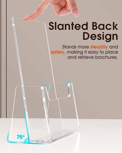 MaxGear Brochure Holder 6 Pack, 6 Inches Wide Acrylic Display Stand Clear Pamphlet Holder Flyer Holder Rack Card Holder Countertop/Desk Organizer for Trifold, Booklet, Literature, Magazine