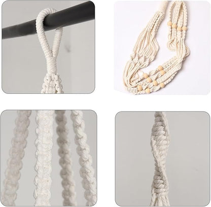 Hanging Planters with Macrame Plant Hangers for Indoor Outdoor Plants, 3 Set Hanging Baskets Flower Pots Holders 35''/27''/21'', Self-Watering Pots 7''/6''/5.5'', Boho Home Decor, White