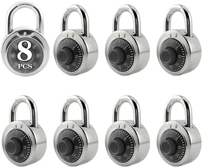ZonRo Locks Combination Padlock, Fixed Dial Combination Padlock 8 Pack,3 Digit Code Standard Dial Combination, 2 in Wide. 3 in Height, Black Turntable, Lock for Gym & Locker, School, Toolbox
