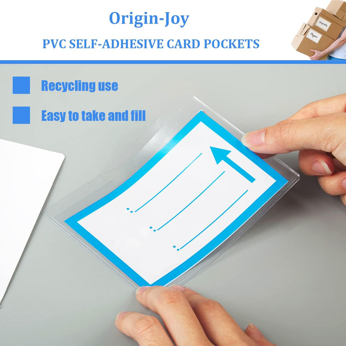 Origin-Joy 25 PCS Self-Adhesive Index Label Pockets, Clear Plastic Peel & Stick Card Holders with Top Open for Loading (11 x 8.5 inch)