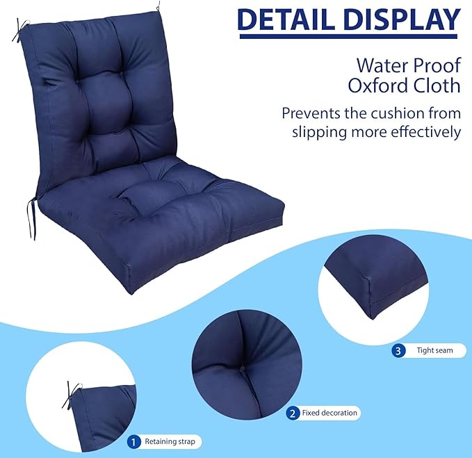 Outdoor Wicker Chair Cushion Waterproof Non Slip Patio Cushions for Outdoor Furniture,Thicken Indoor Chair Seat Pad for Dorm Office Dark Grey 41.7"*20.8"*3.5"