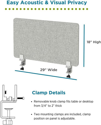 Desk Divider; Sound Absorbing Panel and Sound Proof Dividers - Privacy Shields for Student Desks and Desk Privacy Panels. Cubicle Wall, Desk Divider for Students and Office (Light Grey, 29" W x 18”H)