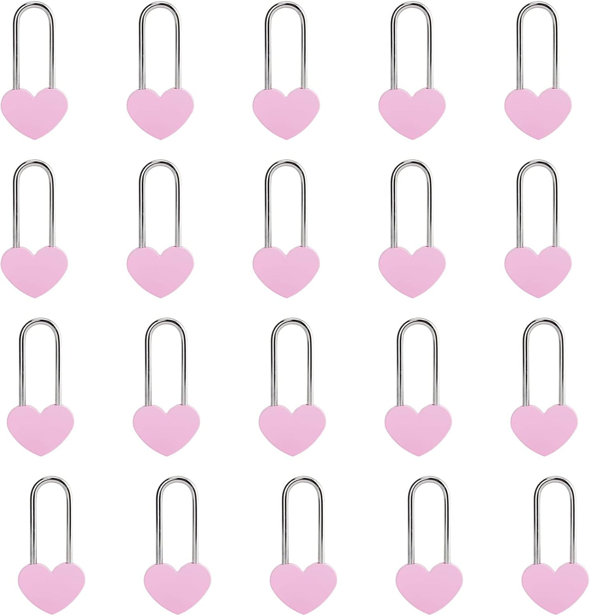 20PCS 3.5" Love Lock Heart Padlock,Pink Single Heart Wish Lock for Lovers Wedding, Valentines, Anniversary, Travel (NO Key)