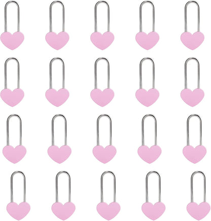 20PCS 3.5" Love Lock Heart Padlock,Pink Single Heart Wish Lock for Lovers Wedding, Valentines, Anniversary, Travel (NO Key)
