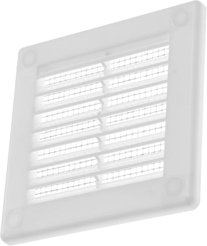 Vent Systems 4'' x 4'' Inch White Soffit Vent Cover - Pack of 100 - Flat Square Air Vent Louver - Grille Cover - Built-in Insect Screen - HVAC Vents for Bathroom, Home Office, Kitchen 4x4 Inch