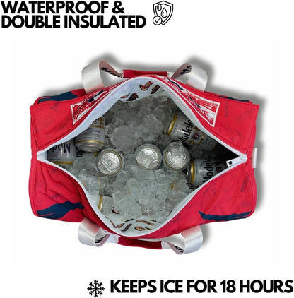 Varsity Cooler Houston Travel Party Duffel & Cooler – 30 Can Leakproof Insulated Tote Bag, Waterproof Soft compartment for Tailgating, Golf, Beach, Carry-On Luggage & Outdoor Sports