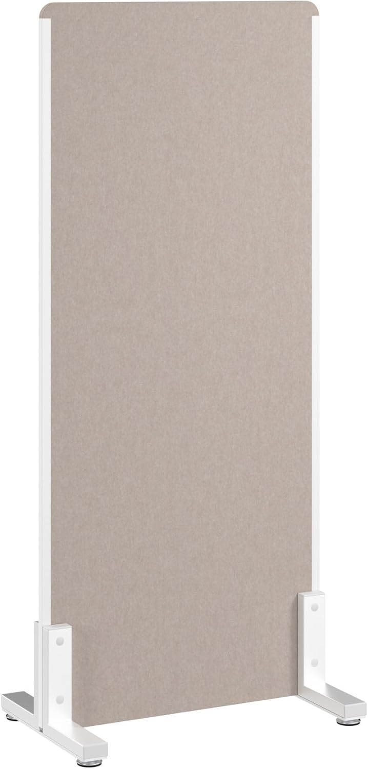 Bush Business Furniture 24W x 55H Freestanding Privacy Screen in Warm Beige, Standing Office Partition with Acoustic Sound Dampening Panel