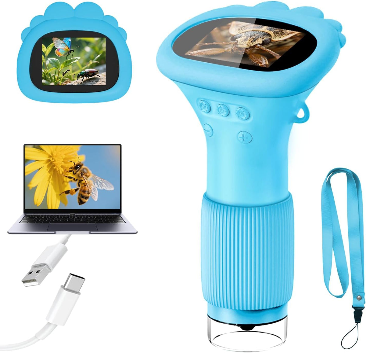 acoath kids handheld digital miniscope 1000x magnification portable 2.0 inch screen