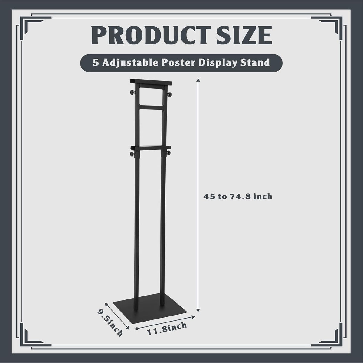 Honoson 5 Pcs Poster Stand for Display Heavy Duty Sign Holder 74.8 Inches Adjustable Poster Board Double Side Banner Stand with Base for Indoor Outdoor Board Foam Display