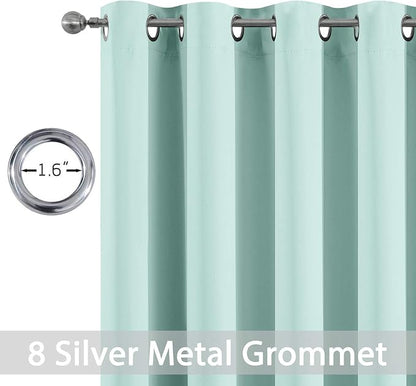 Yakamok Room Darkening Grommet Window Drapes Thermal Insulated Light Blocking Blackout Curtains for Bedroom(52Wx54L,Aqua,2 Panels)