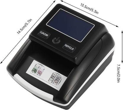 Portable Counterfeit Bill Money Detector Machine Modern Rechargeable Any Way Direction USD & EUR Counterfeit Bill Detector with Display Counterfeit Money Detector for Office Home Store, Black