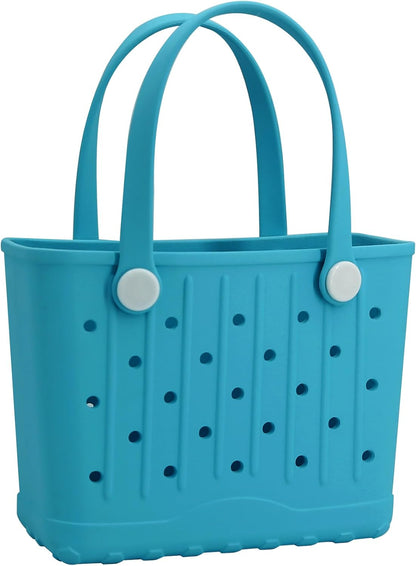 Rubber Tote Bag Small Beach Bag Waterproof Travel Bags Washable Tote Portable Open Handbag for Sports Beach Boat Outdoor