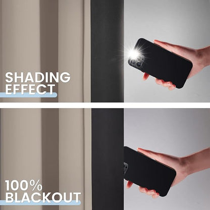 SimpleHome 100% Blackout Curtains for Bedroom,Thermal Insulated Natural Grommet Window Drapes Room Darkening Curtains for Living Room with Black Back,62 x 63 Inch,2 Panels