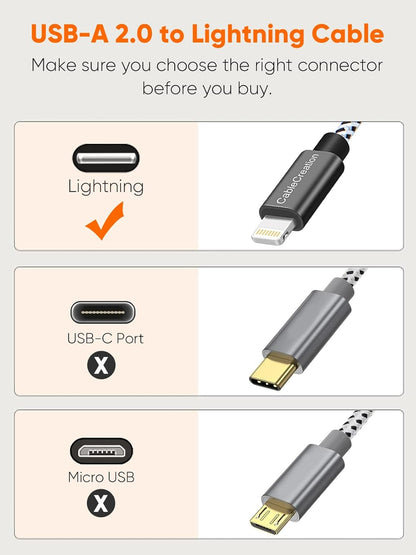 CableCreation 0.5 Feet Short iPhone Charger Cable, [MFi Certified] Lightning to USB Data Sync Cord, Compatible with iPhone 14/14 Pro, AirPods Pro, iPhone 13/13 Pro/12, iPad Pro, Air, 0.15M Black&White