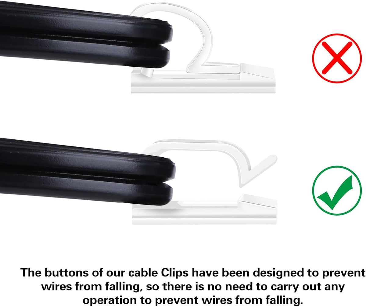 60 PCS XHF 5/8” Adhesive Cable Wire Clips Clear, Cable Staples Outdoor Cable Management Wire Organizer Cord Holder for Under Desk, Car, Wall, TV PC Ethernet Cable