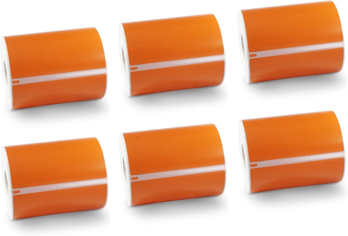 BETCKEY Colored Labels Compatible with Dymo 1744907 (4" x 6") Extra Large Shipping Labels, Compatible for Dymo LabelWriter Thermal 4XL & Zebra Desktop Printers [6 Rolls, Orange]