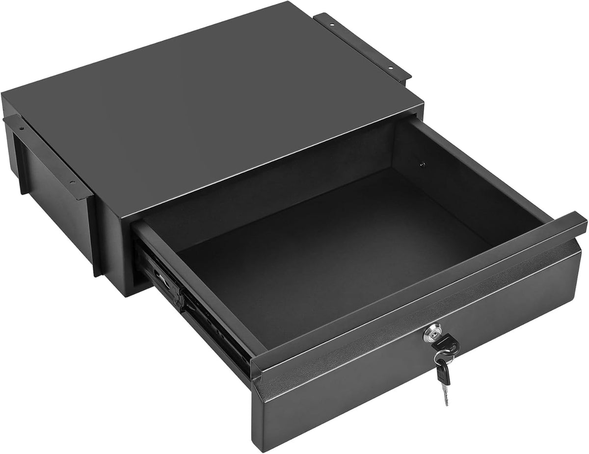Under Desk Drawer 15.7" x 11.8" x 4.3", Under Desk Pull Out Drawer with Lock and Keys, 4.3” & 7.5” Optional Bracket Height, Storage Organizer for Workbench with Drawers
