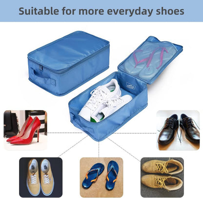Travel Shoe Bags, Foldable Waterproof Shoe Pouches Organizer-Double Layer (6 Seablue Shoe Bags)