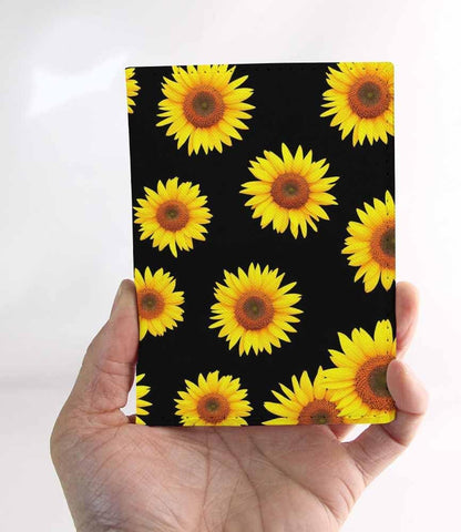 Sunflower Passport Holder for Travel Yellow Bloom Floral Petals PU Leather Passport Cover Wallet Cute Passport Card Holder for Women and Men