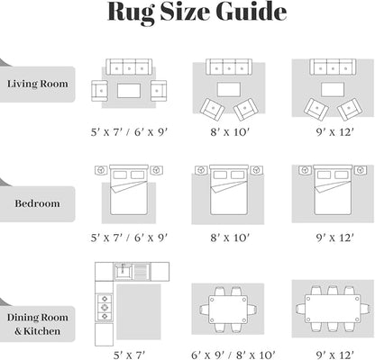 Homemate Washable Rug 9x12 Area Rugs - Vintage Faux Wool Rugs for Living Room Bedroom Dining Room - Non Slip Foldable Carpet Indoor Area Rug for Home Decor（9'x12', Black