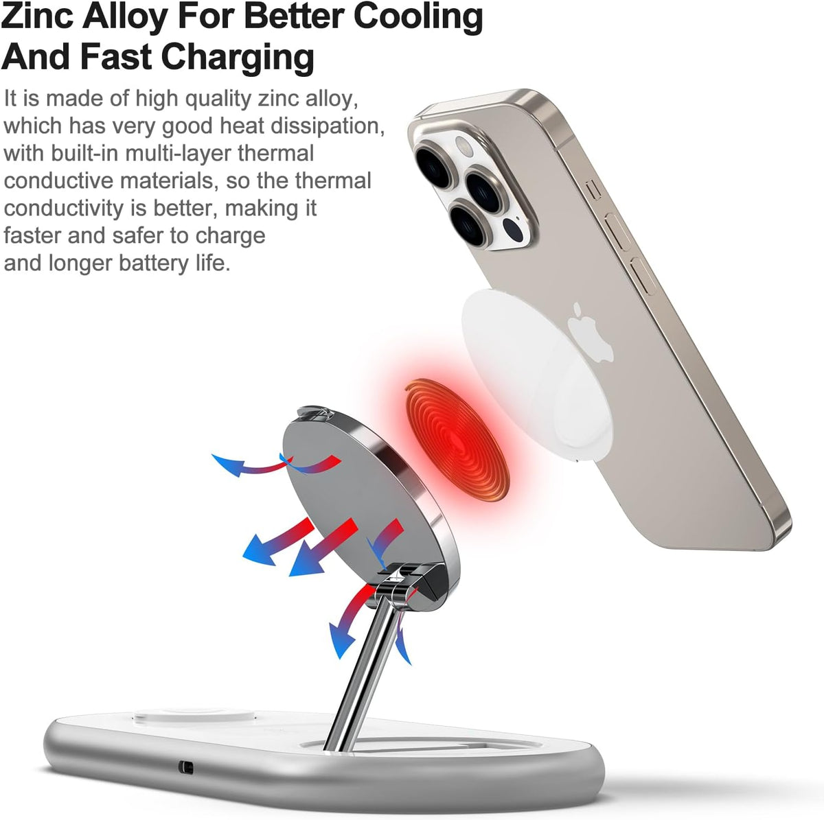 3 in 1 Charging Station for Apple - Faster Mag-Safe Charger Stand for iPhone - Magnetic Wireless Charger Station for iPhone 16/15/14/13/12 Series, Apple Watch Series, AirPods Pro (White)