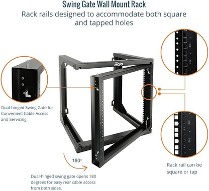 Tecmojo 9U Wall Mount Rack, Server Rack, Open Frame Server Rack, Network Rack
