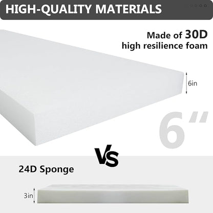 22" x 22" x 6" Outdoor Deep Seat Cushions - Waterproof & Fade Resistant Patio Furniture Replacement Cushions, Non-Slip Outdoor Cushions Fit Loveseats, Couches, Chairs, and Sofas