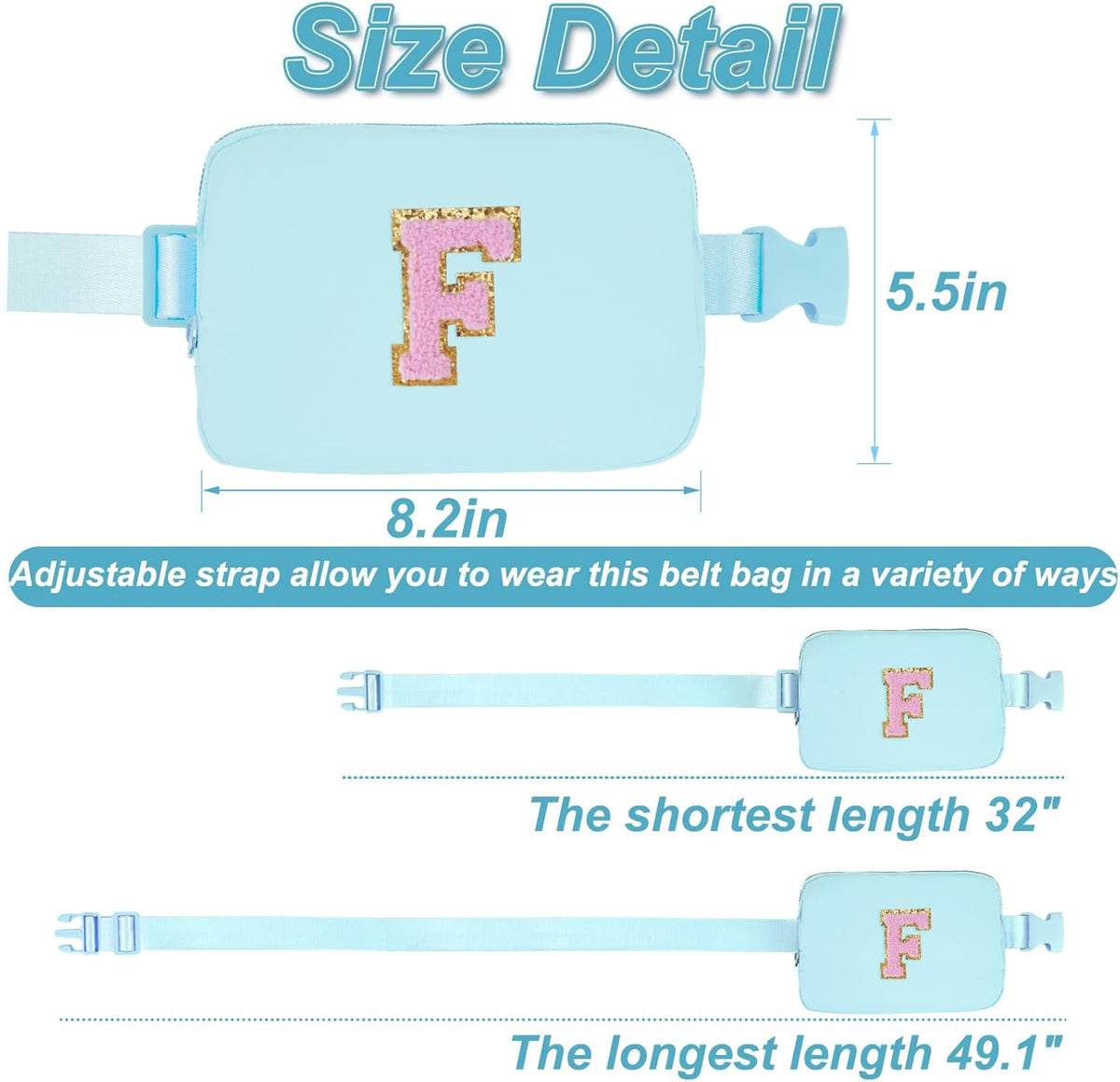 Birthday Gifts for 4 5 6 7 8 9 10 11 12 13 Year Old Girls,Graduation Gifts for Teens Kids Daughter Sister Her,Fanny Pack Crossbody Bag Belt Bag Cute Trendy Stuff | Blue,F