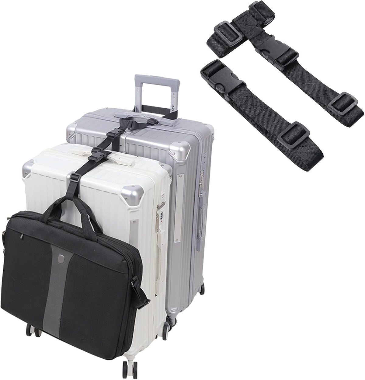 Vigorport Luggage Straps, Luggage Connector Straps for Suitcases Add A Bag and Connect Your 2 Suitcases Together Adjustable Attachment Accessories Belts (1'' Width Medium Size)