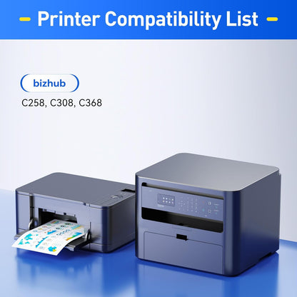 TN324 Toner Cartridges High Yield Replacement for TN324K TN324C TN324M TN324Y Compatible with Konica Minolta bizhub C258 C308 C368 Printer Copier Ink A8DA130 A8DA430 A8DA330 A8DA230 Black Color 4-Pack