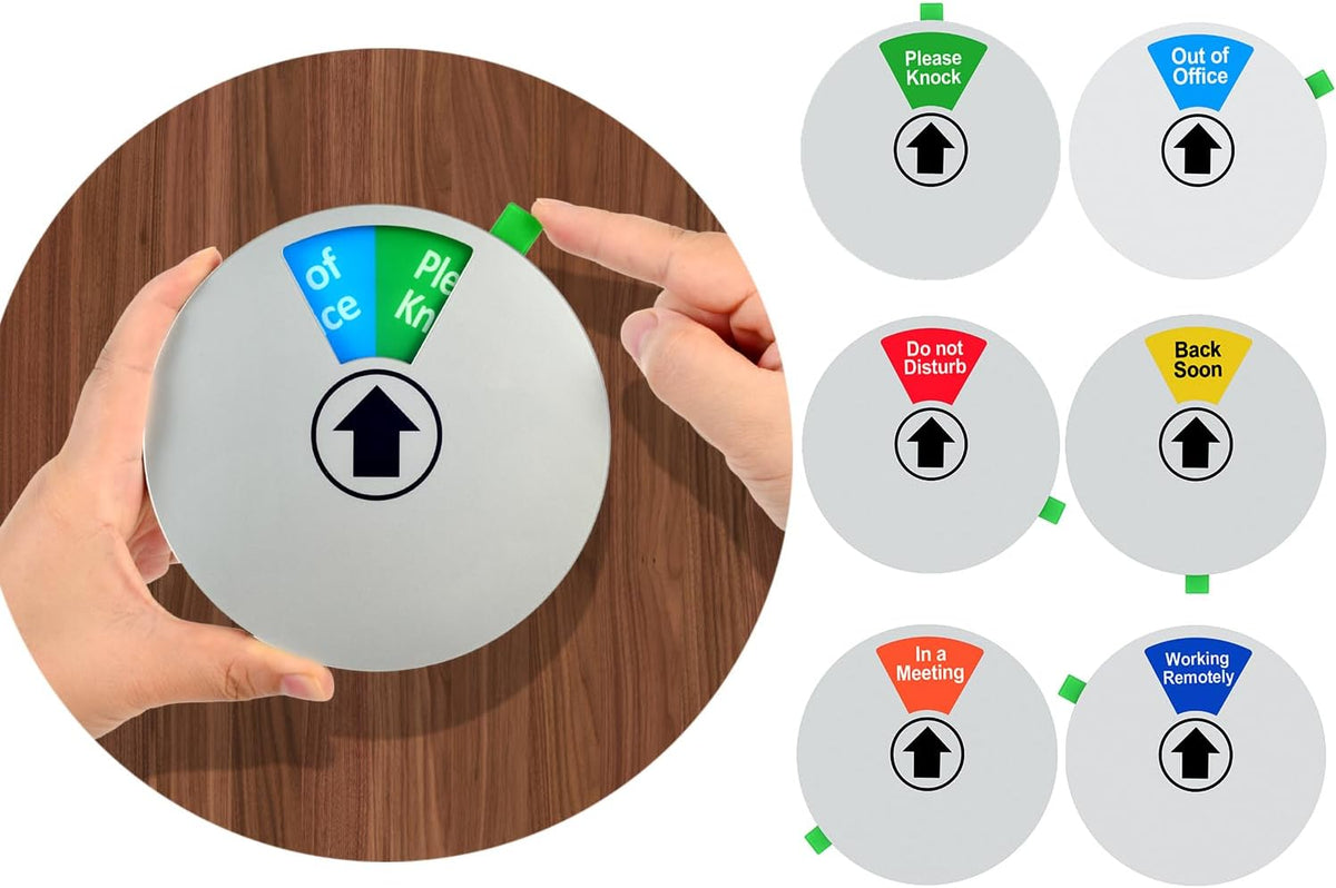Kichwit Do Not Disturb Sign for Office Door, In a Meeting, Working Remotely, Please Knock, Privacy Sign for Offices, Silver, 6"