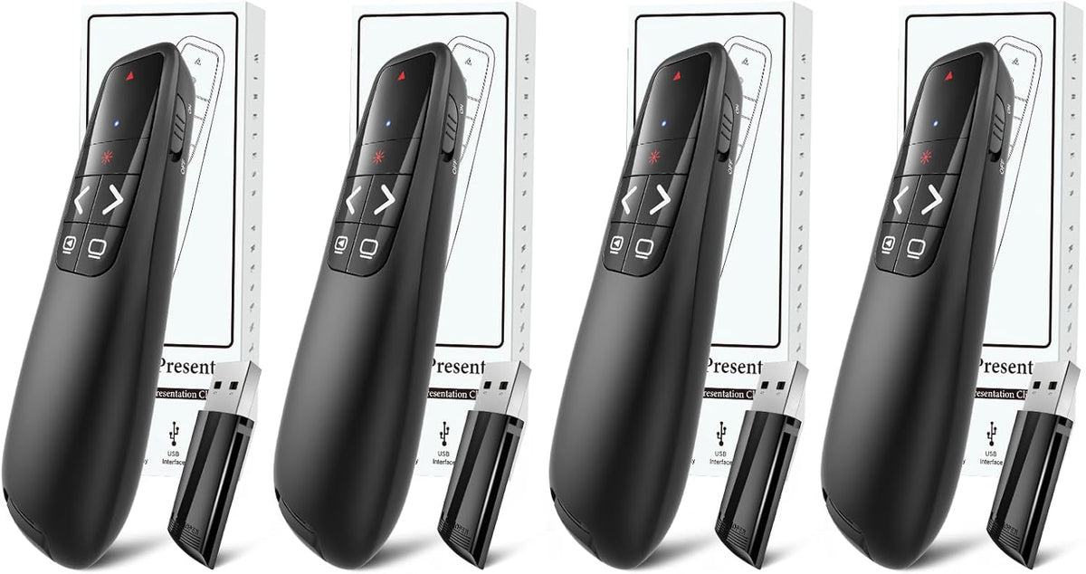 (4 Units) Wireless Presenter Remote, Clicker for Laptop PowerPoint Presentations Pointer, RF Computer Clicker for Presentations Remote, Slideshow/Smartboard/College/Classroom/PPT Clicker