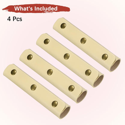 Leather Handle Wrap [4PCS] - Handbag Handle Wrap Cover with 3 Metal Clasps Use for Suitcases & Bags & Shopping Totes & Wallets - [Beige-5IN/13CM] Soft Purse Strap Pad