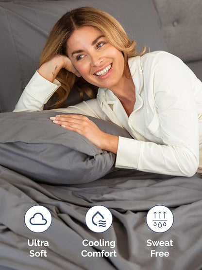 CGK Linens Extra Deep Pocket King Sheets - 4 Piece Breathable & Cooling Bed Sheets - Hotel Luxury Bed Sheet Set - Super Soft, Wrinkle Free and Comfy - Fits Extra Deep Mattresses - Dark Grey Sheets Set