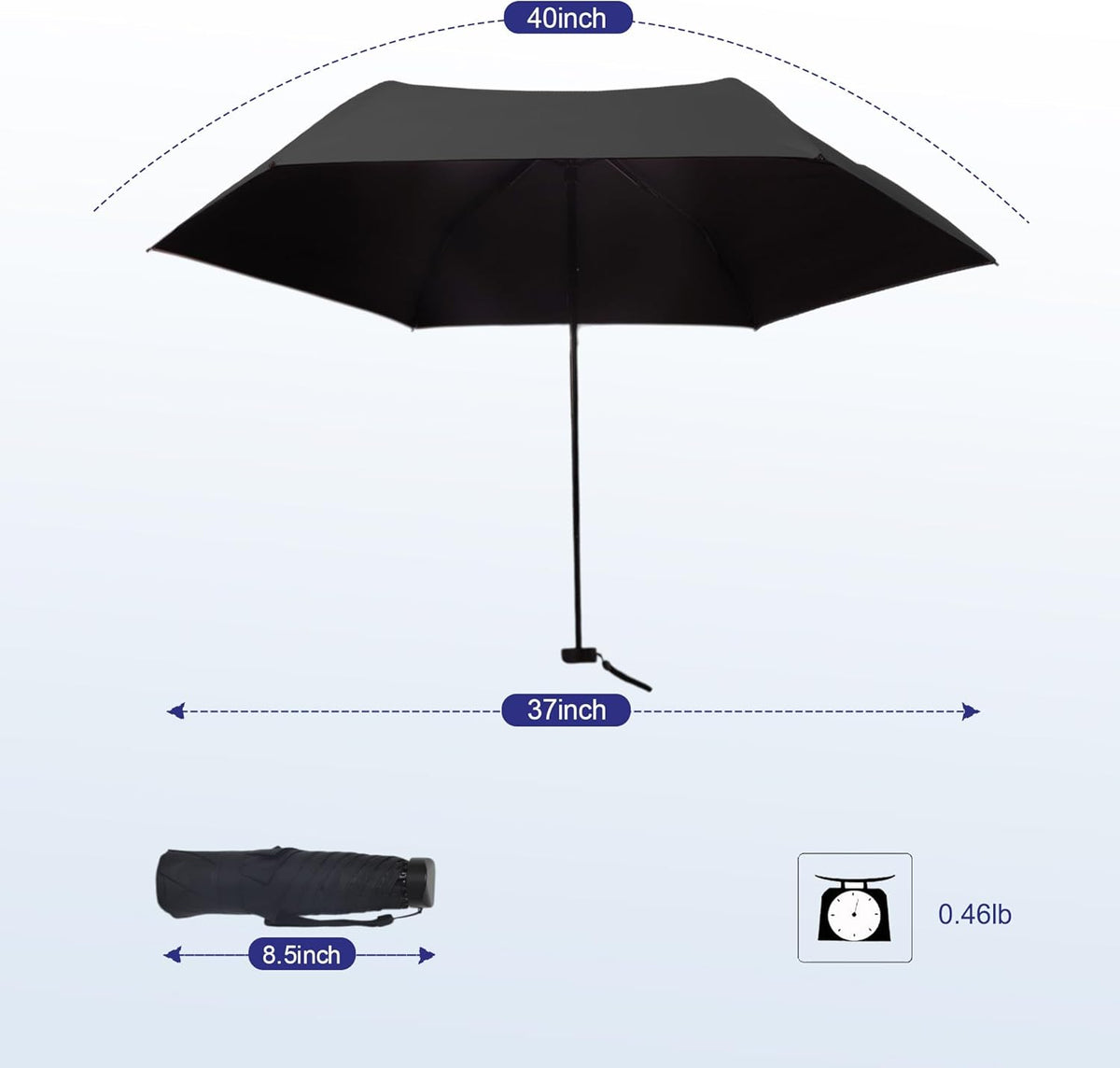 SoulRain 42" Travel Sun & rain Umbrella, Lightweight Windproof Umbrella, Portable Lightweight Compact Parasol with 99% UV Protection for women and men