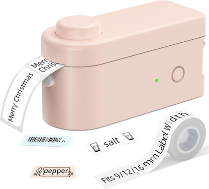 Makeid L1 Label Maker Machine with Tape - Portable & Rechargeable Label Makers Compatible with 9 12 16mm Waterproof Tape - Mini Bluetooth Labeler for Organizing Office Home School