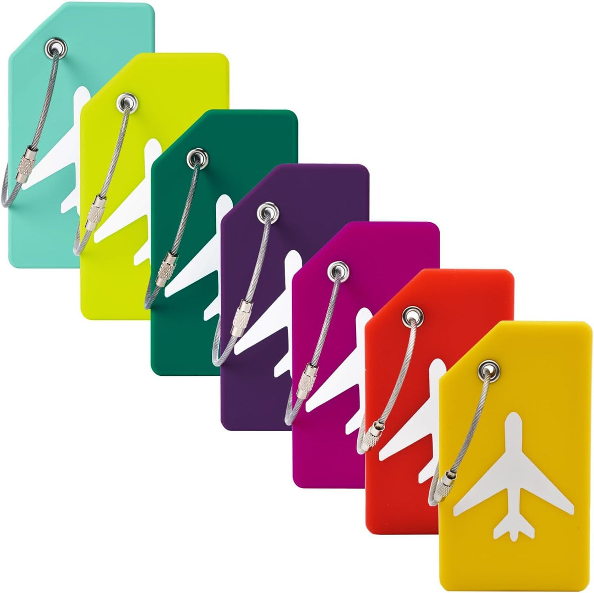 7 Pack Silicone Luggage Tag Travel Suitcase Tags with Name ID Card Perfect to Quickly Spot Baggage Handbag (Colorful)