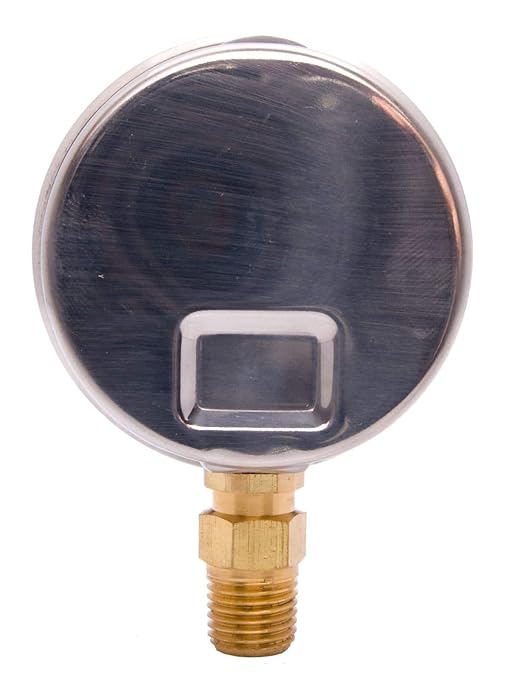 2-1/2" Oil Filled Vacuum Pressure Gauge - Stainless Steel Case, Brass, 1/4" NPT, Lower Mount Connection, 30HG/15PSI