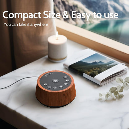 Color Noise Sleep White Noise Sound Machines 25 Soothing Sounds 32 Volume Levels 5 Timers and 4 Sound Categories Memory Function for Everyone, WOOD