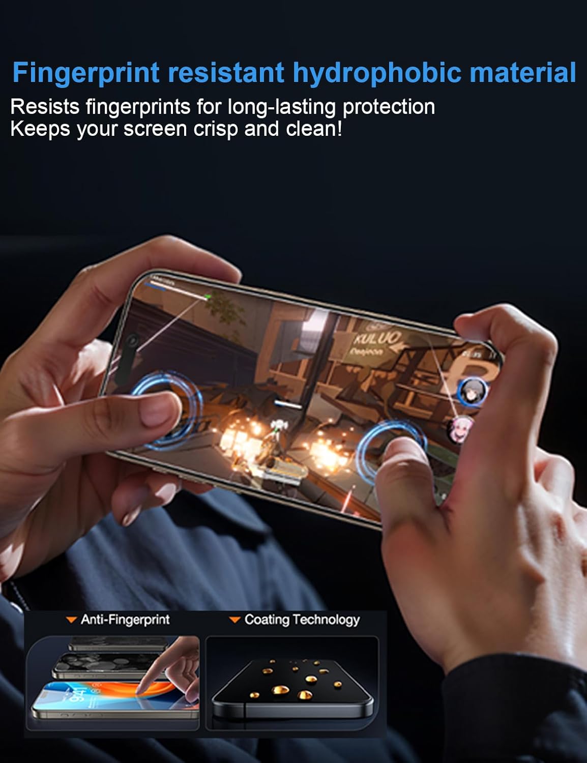 OneFish for iPhone 15 Pro Max Privacy Screen Protector, 4-Way 360° Anti-Spy Tempered Glass, 9H Hardness, HD Clear Anti-Fingerprint 3D Curved Edges, Case-Friendly & Easy Installation [2 Pack]