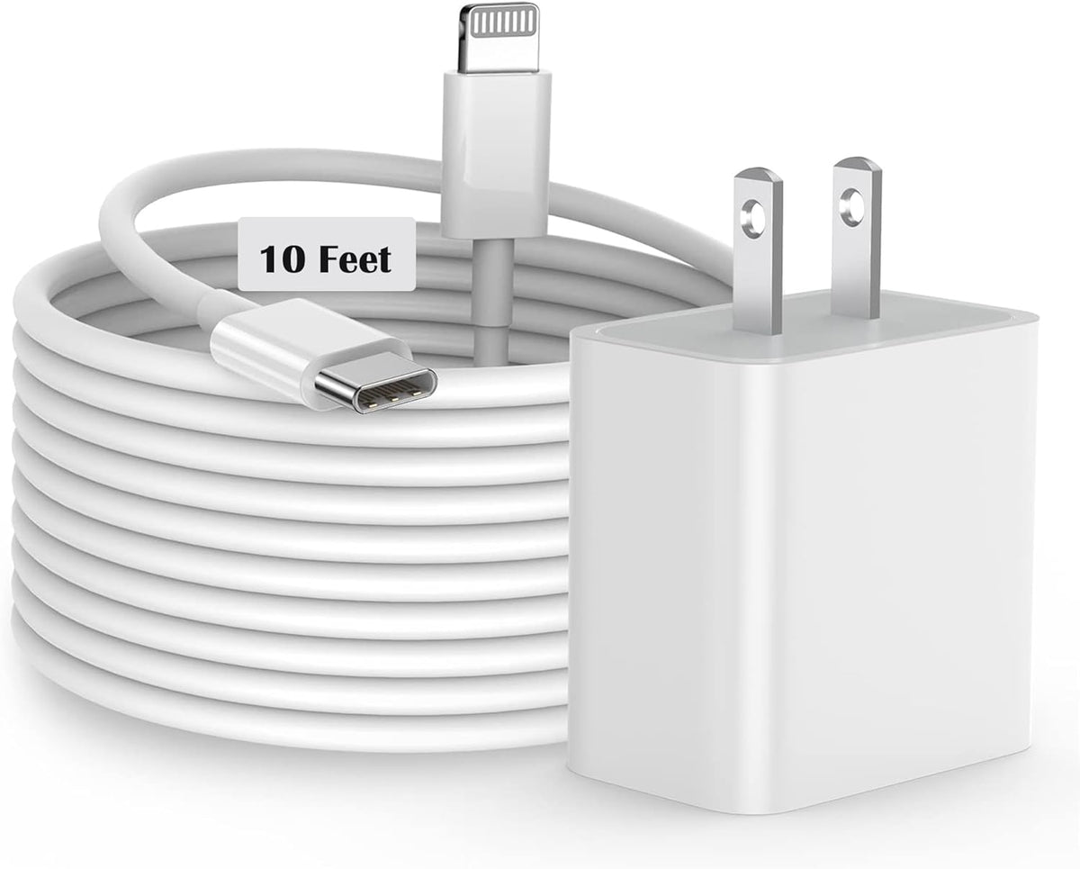iPhone Fast Charger, [MFi Certified] 20W USB C Fast Charger Block with 10FT Type-C to Lightning Cable, Super Fast Charging Compatible with iPhone 14/13/13 Pro/12/12 Pro/12 Pro Max/11/Xs Max/XR/X
