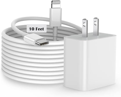 iPhone Fast Charger, [MFi Certified] 20W USB C Fast Charger Block with 10FT Type-C to Lightning Cable, Super Fast Charging Compatible with iPhone 14/13/13 Pro/12/12 Pro/12 Pro Max/11/Xs Max/XR/X