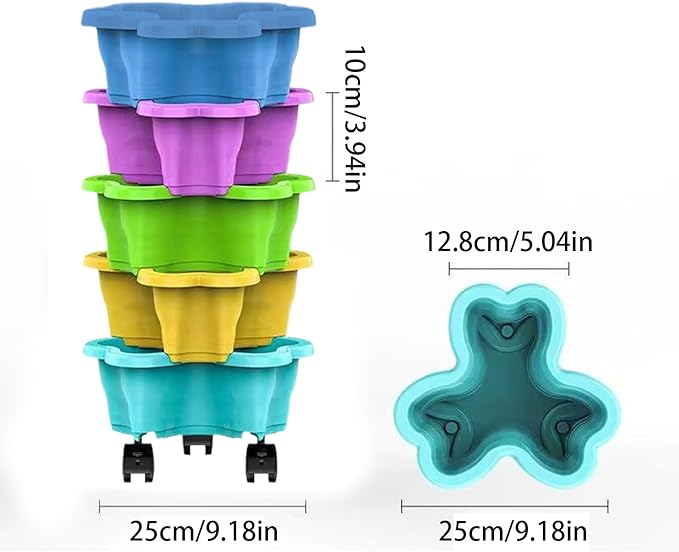 Stackable Planter - Multi-Tier Garden Pot System, Weatherproof Vertical Growing Container | Drainage Flower Vegetable Planters, Indoor Outdoor Herb Pots for Balcony Patio Yard Lawn Farming Decor