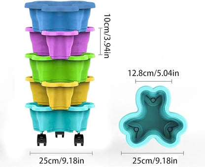 Stackable Planter - Multi-Tier Garden Pot System, Weatherproof Vertical Growing Container | Drainage Flower Vegetable Planters, Indoor Outdoor Herb Pots for Balcony Patio Yard Lawn Farming Decor