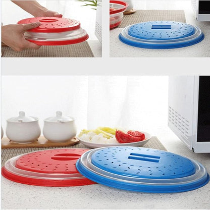 Collapsible Microwave Splatter Cover, 10.5 Inch, Dishwasher-safe, Microwave Plate Cover With Steam Vent，BPA-Free Silicone & Plastic (ink blue)