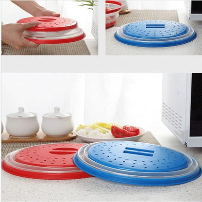 Collapsible Microwave Splatter Cover, 10.5 Inch, Dishwasher-safe, Microwave Plate Cover With Steam Vent，BPA-Free Silicone & Plastic (Light blue)