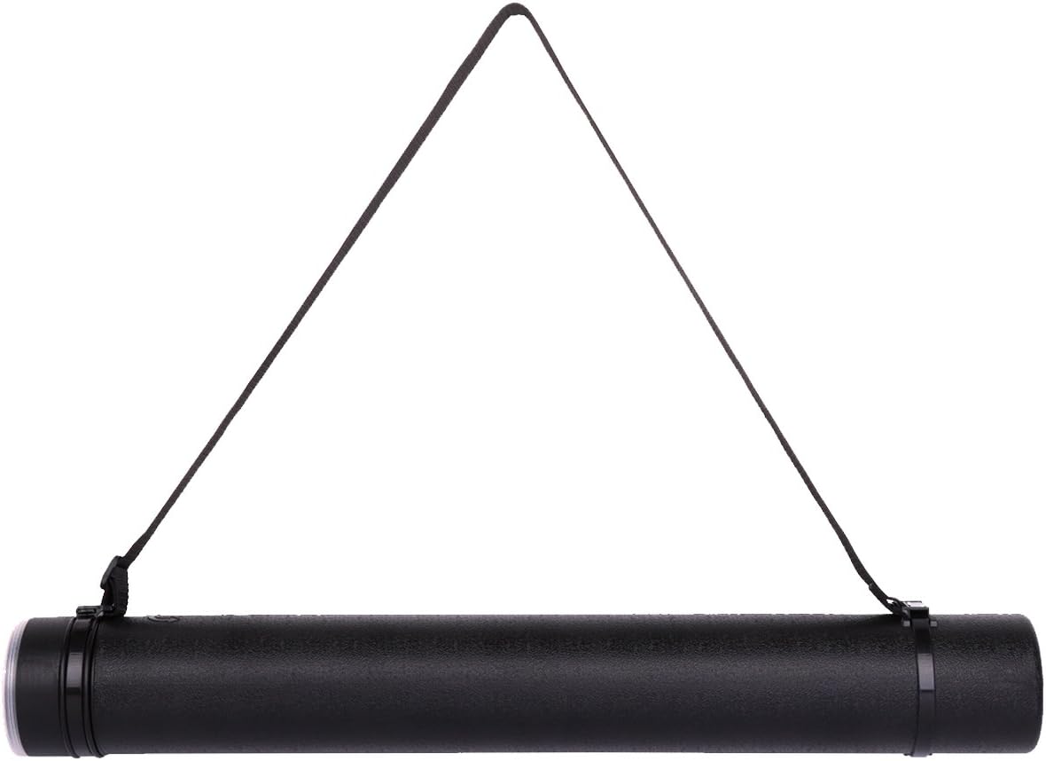 TRANSON Durable Poster Storage Tube with Straps 24"-40" Extendable for Blueprints, Artwork, Maps, Posters Color Black